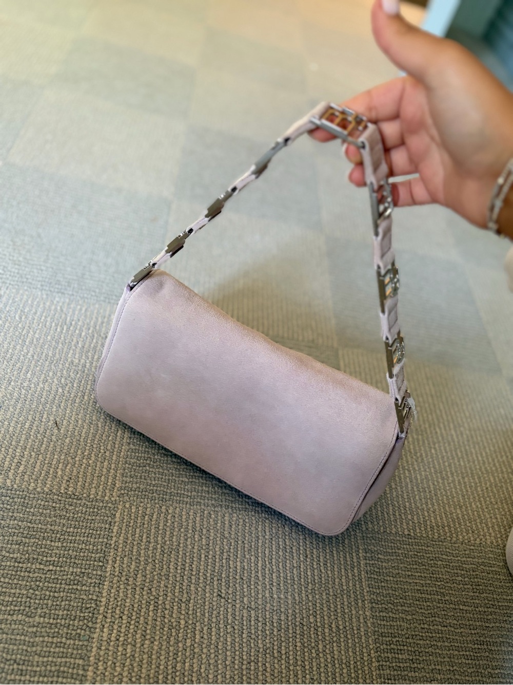 By Far Elegant Lilac Suede Shoulder Bag by